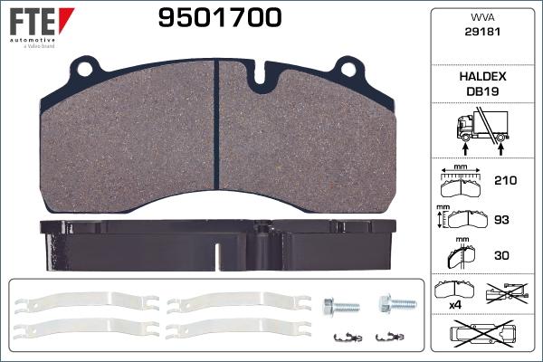 FTE 9501700 - Тормозные колодки, дисковые, комплект autosila-amz.com