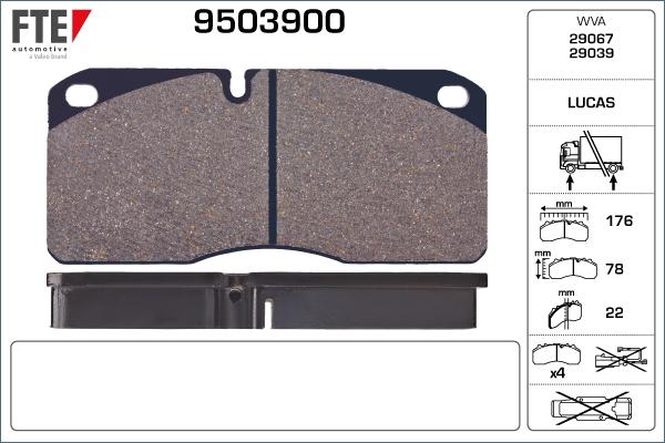 FTE 9503900 - Тормозные колодки, дисковые, комплект autosila-amz.com