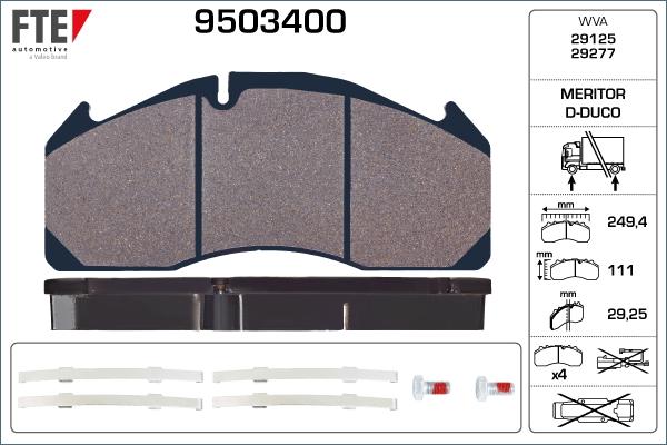 FTE 9503400 - Тормозные колодки, дисковые, комплект autosila-amz.com