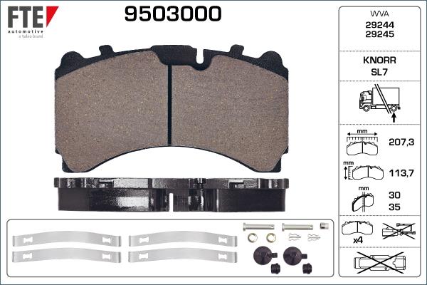 FTE 9503000 - Тормозные колодки, дисковые, комплект autosila-amz.com