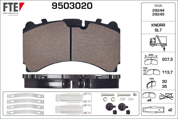 FTE 9503020 - Тормозные колодки, дисковые, комплект autosila-amz.com