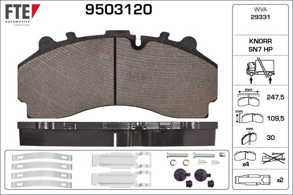 FTE 9503120 - Тормозные колодки, дисковые, комплект autosila-amz.com