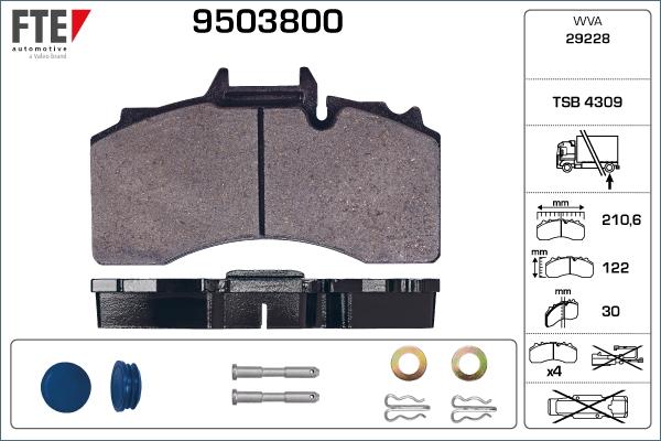 FTE 9503800 - Тормозные колодки, дисковые, комплект autosila-amz.com