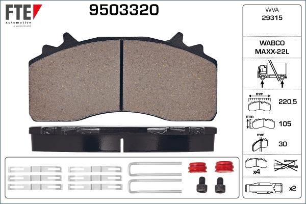 FTE 9503320 - Тормозные колодки, дисковые, комплект autosila-amz.com