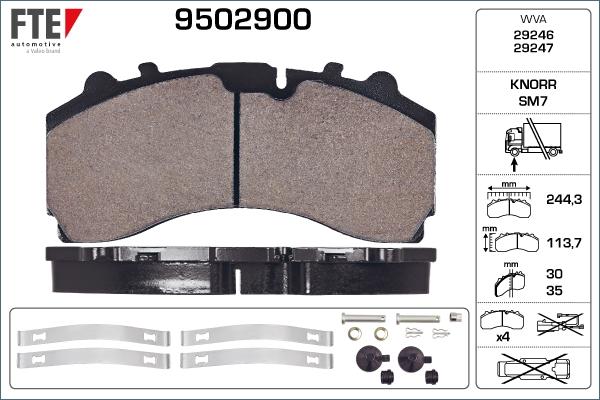 FTE 9502900 - Тормозные колодки, дисковые, комплект autosila-amz.com