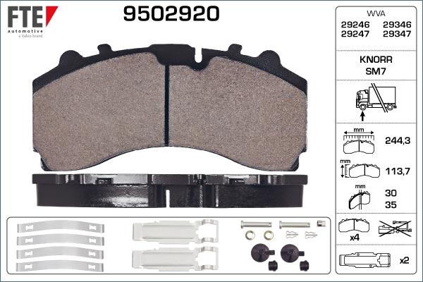 FTE 9502920 - Тормозные колодки, дисковые, комплект autosila-amz.com