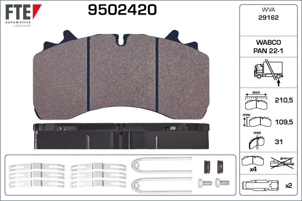 FTE 9502420 - Тормозные колодки, дисковые, комплект autosila-amz.com