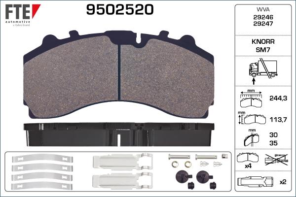 FTE 9502520 - Тормозные колодки, дисковые, комплект autosila-amz.com