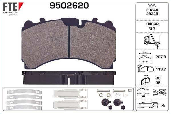 FTE 9502620 - Тормозные колодки, дисковые, комплект autosila-amz.com