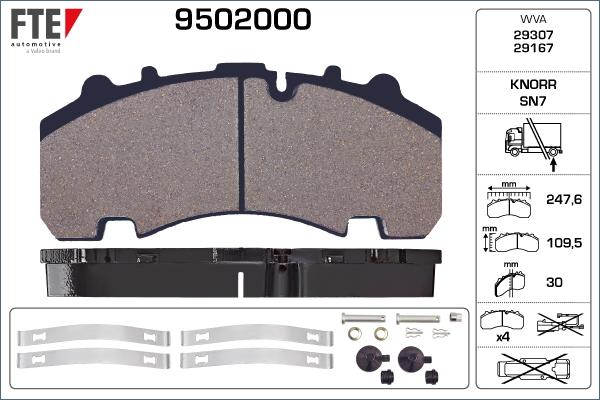 FTE 9502000 - Тормозные колодки, дисковые, комплект autosila-amz.com