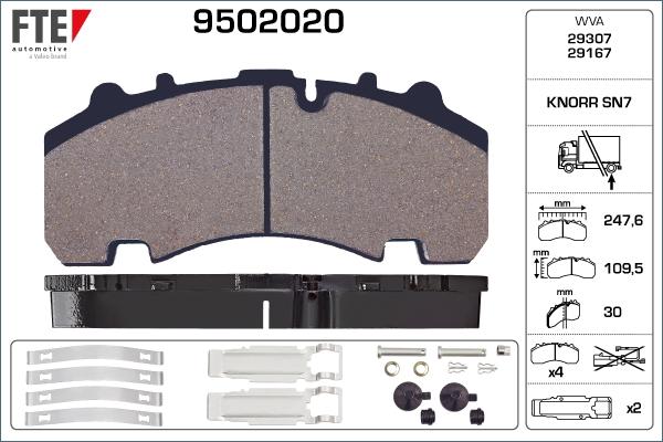 FTE 9502020 - Тормозные колодки, дисковые, комплект autosila-amz.com