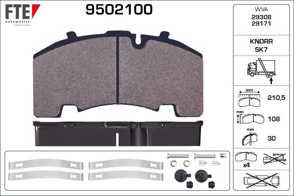 FTE 9502100 - Тормозные колодки, дисковые, комплект autosila-amz.com