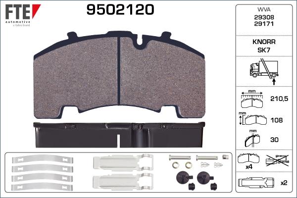 FTE 9502120 - Тормозные колодки, дисковые, комплект autosila-amz.com