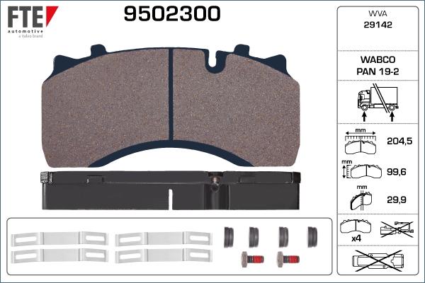FTE 9502300 - Тормозные колодки, дисковые, комплект autosila-amz.com