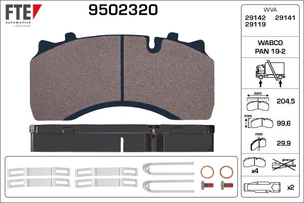 FTE 9502320 - Тормозные колодки, дисковые, комплект autosila-amz.com