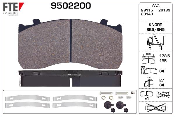 FTE 9502200 - Тормозные колодки, дисковые, комплект autosila-amz.com