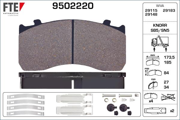FTE 9502220 - Тормозные колодки, дисковые, комплект autosila-amz.com