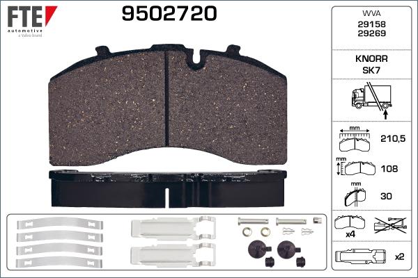 FTE 9502720 - Тормозные колодки, дисковые, комплект autosila-amz.com