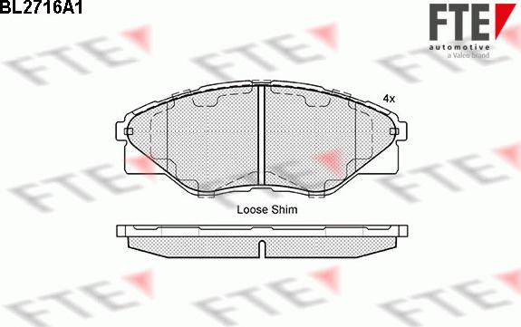 FTE BL2716A1 - Тормозные колодки, дисковые, комплект autosila-amz.com