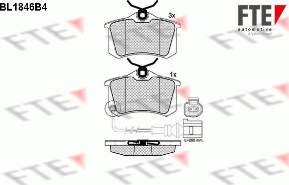 FTE BL1846B4 - Тормозные колодки, дисковые, комплект autosila-amz.com