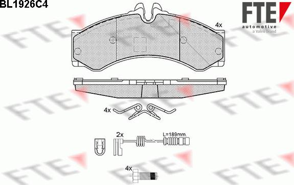 FTE BL1926C4 - Тормозные колодки, дисковые, комплект autosila-amz.com