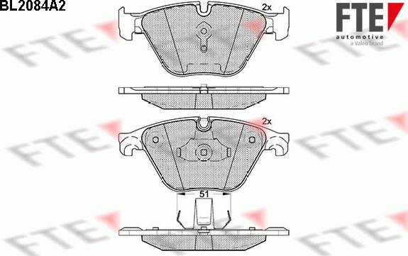 FTE BL2084A2 - Тормозные колодки, дисковые, комплект autosila-amz.com