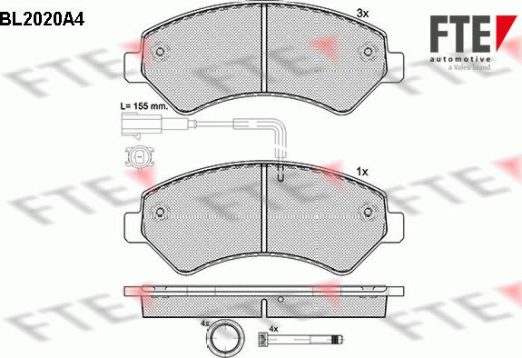 FTE BL2020A4 - Тормозные колодки, дисковые, комплект autosila-amz.com