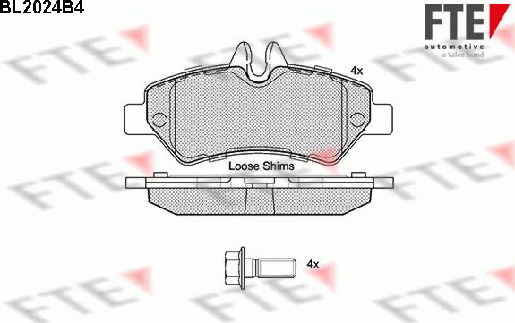 FTE BL2024B4 - Тормозные колодки, дисковые, комплект autosila-amz.com