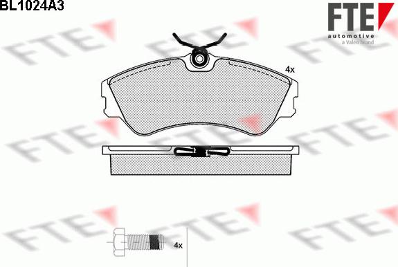 FTE BL1024A3 - Тормозные колодки, дисковые, комплект autosila-amz.com