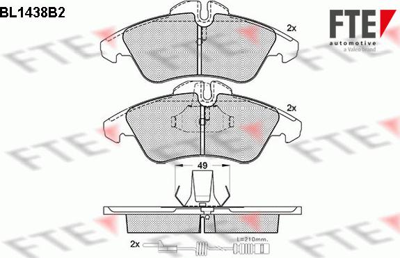 FTE BL1438B2 - Тормозные колодки, дисковые, комплект autosila-amz.com