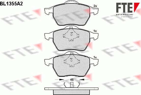 FTE BL1355A2 - Тормозные колодки, дисковые, комплект autosila-amz.com