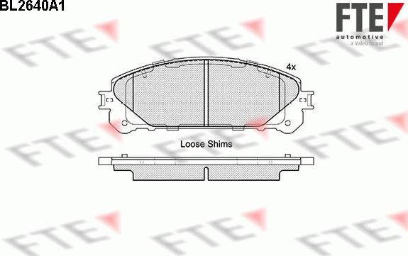 FTE BL2640A1 - Тормозные колодки, дисковые, комплект autosila-amz.com