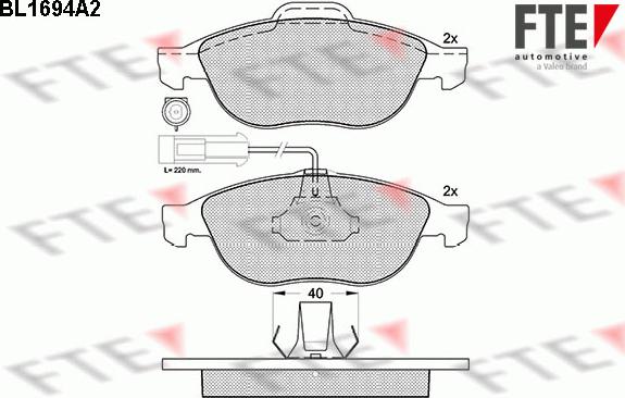 FTE BL1694A2 - Тормозные колодки, дисковые, комплект autosila-amz.com