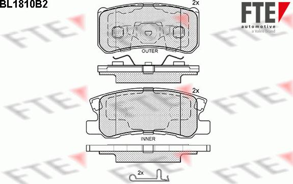 FTE BL1810B2 - Тормозные колодки, дисковые, комплект autosila-amz.com