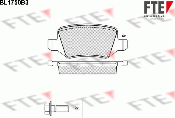 FTE BL1750B3 - Тормозные колодки, дисковые, комплект autosila-amz.com