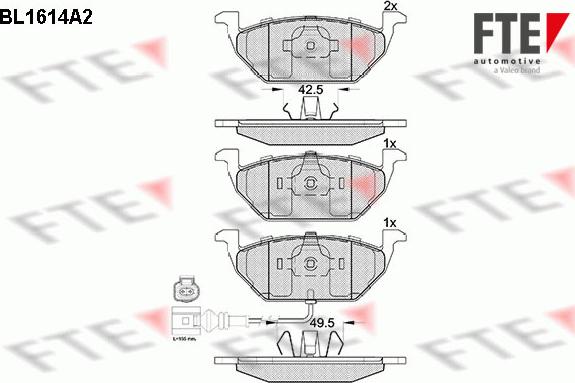 FTE BL1614A2 - Тормозные колодки, дисковые, комплект autosila-amz.com