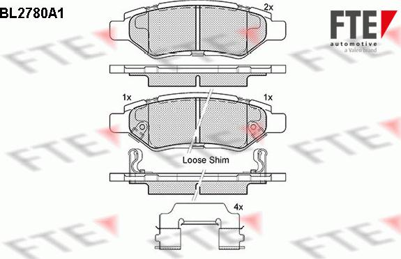 FTE BL2780A1 - Тормозные колодки, дисковые, комплект autosila-amz.com