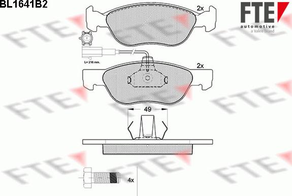 FTE BL1641B2 - Тормозные колодки, дисковые, комплект autosila-amz.com