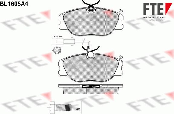 FTE BL1605A4 - Тормозные колодки, дисковые, комплект autosila-amz.com