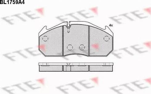 FTE BL1759A4 - Тормозные колодки, дисковые, комплект autosila-amz.com