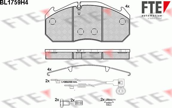 FTE BL1759H4 - Тормозные колодки, дисковые, комплект autosila-amz.com