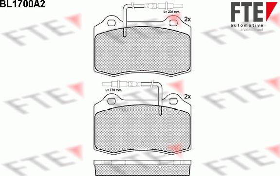 FTE BL1700A2 - Тормозные колодки, дисковые, комплект autosila-amz.com