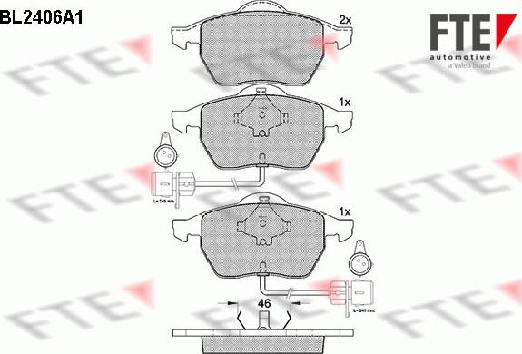 FTE BL2406A1 - Тормозные колодки, дисковые, комплект autosila-amz.com