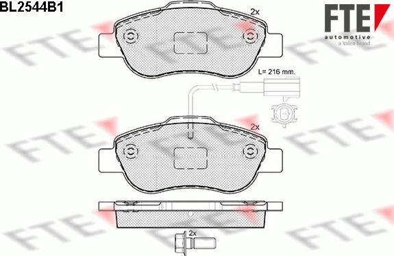 FTE BL2544B1 - Тормозные колодки, дисковые, комплект autosila-amz.com