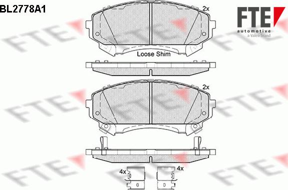 FTE BL2778A1 - Тормозные колодки, дисковые, комплект autosila-amz.com