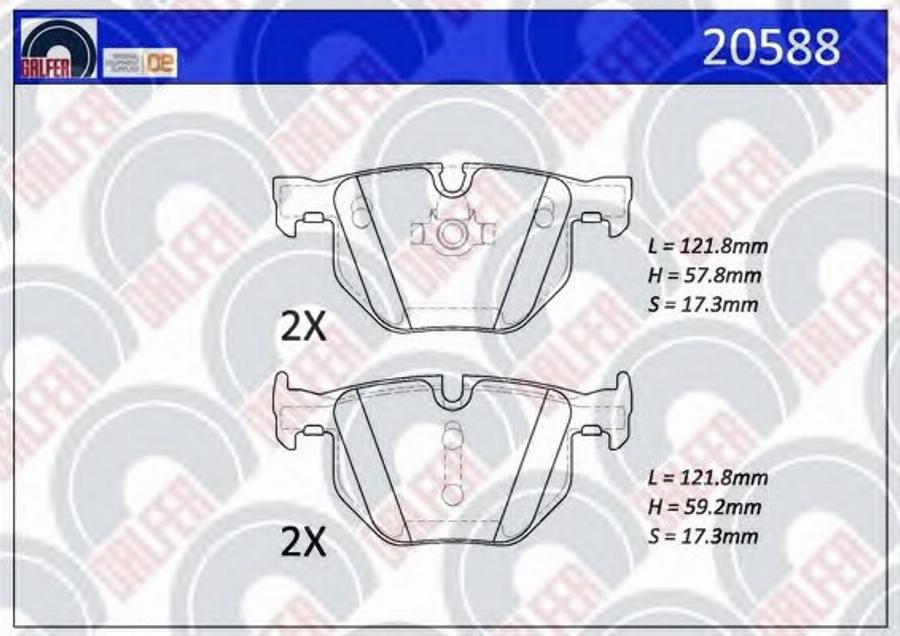 Galfer 20588 - Тормозные колодки, дисковые, комплект autosila-amz.com