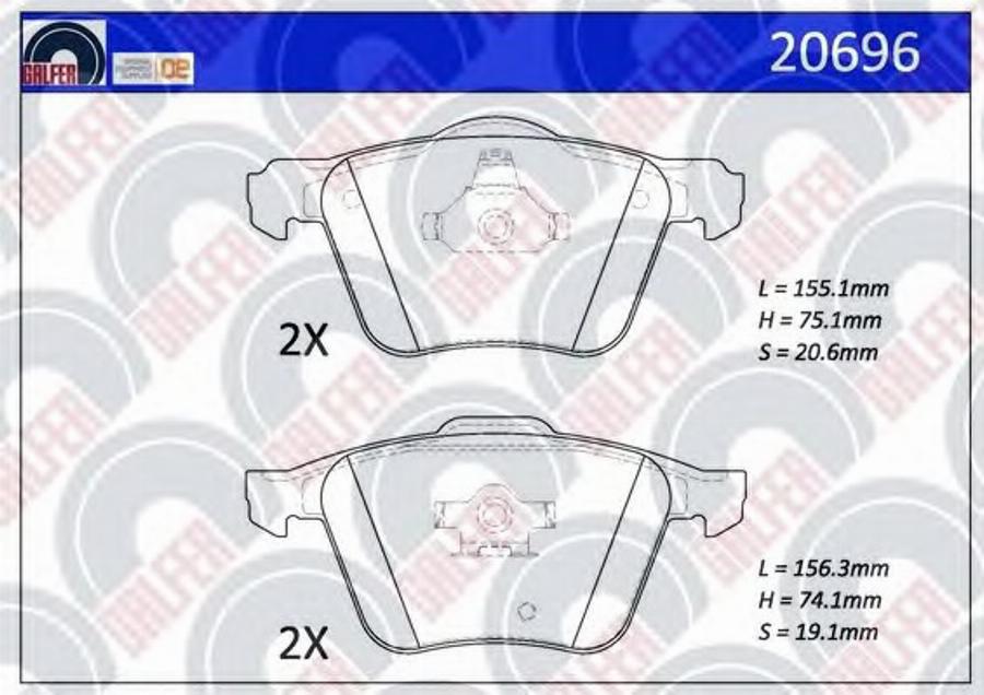 Galfer 20696 - Тормозные колодки, дисковые, комплект autosila-amz.com