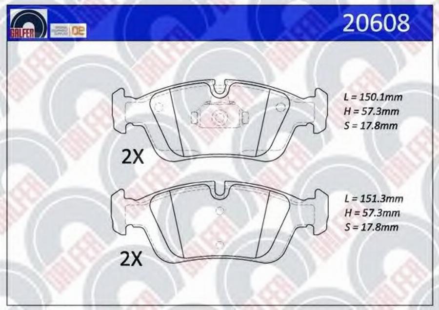 Galfer 20608 - Тормозные колодки, дисковые, комплект autosila-amz.com