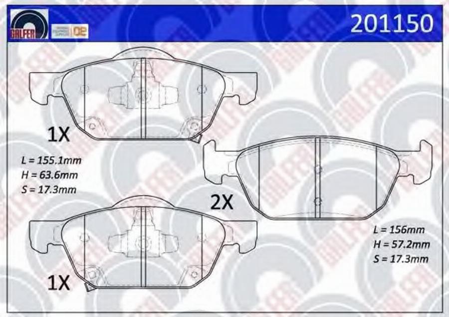 Galfer 201150 - Тормозные колодки, дисковые, комплект autosila-amz.com