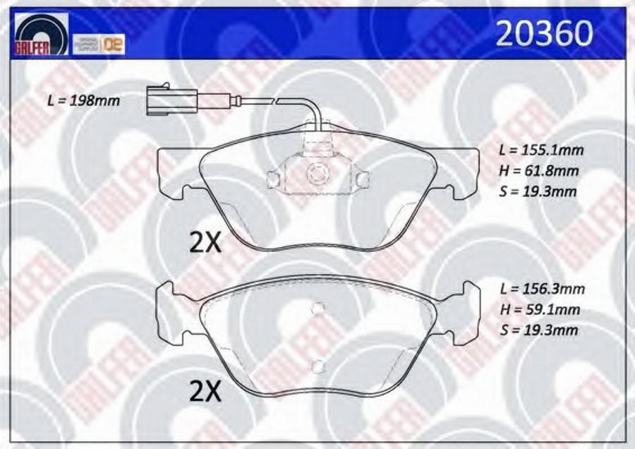 Galfer 20360 - Тормозные колодки, дисковые, комплект autosila-amz.com
